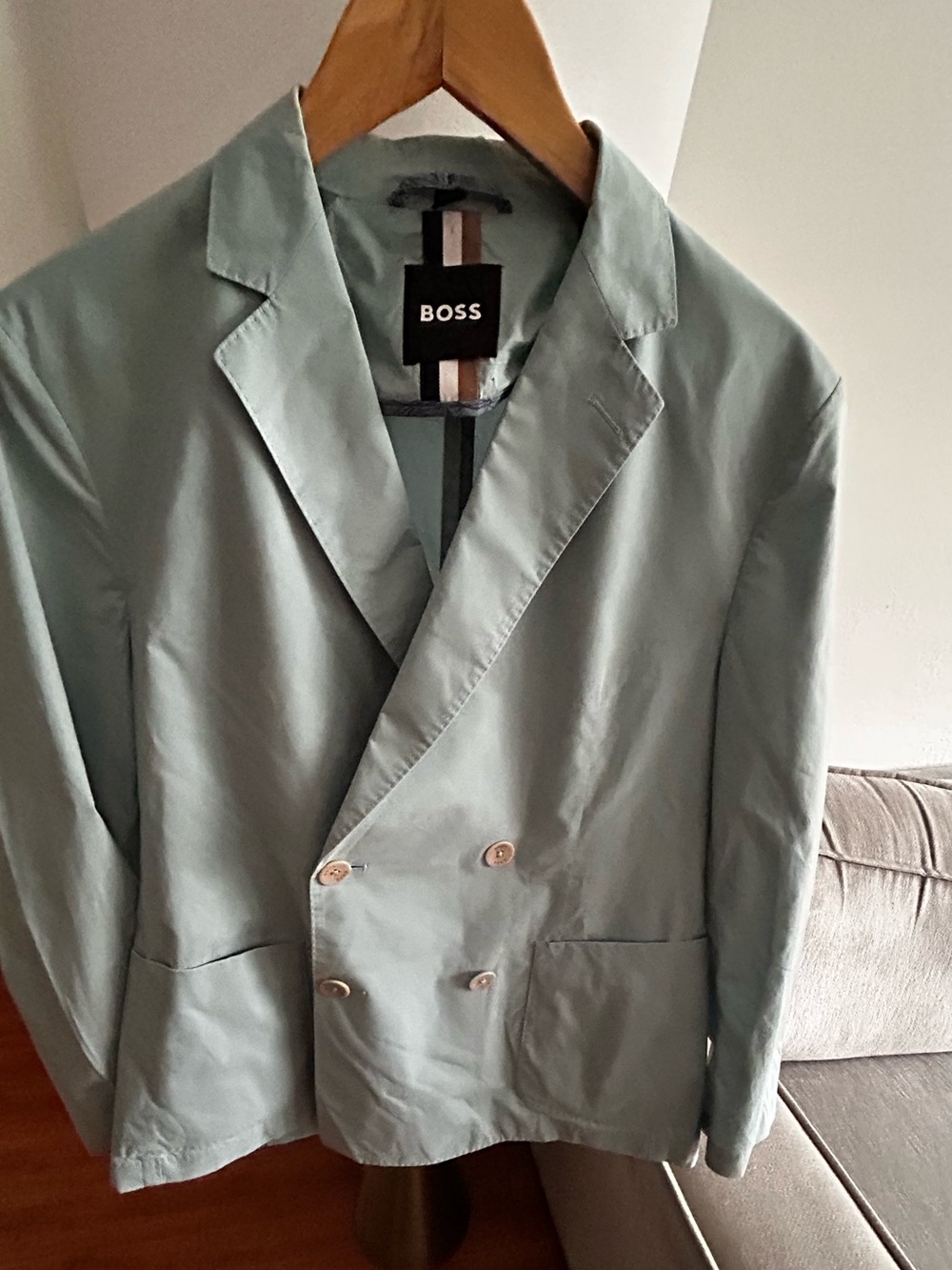 Boss Italian Cotton Blue Doble Breast Blazer 36S Slim Fit Preppy